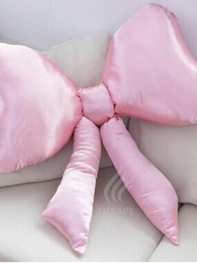 Pink Large Bow Throw Pillow